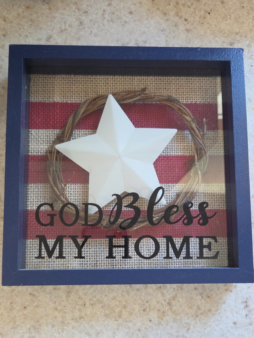 Navy 'God Bless My Home' Framed Wall Decor with White Star